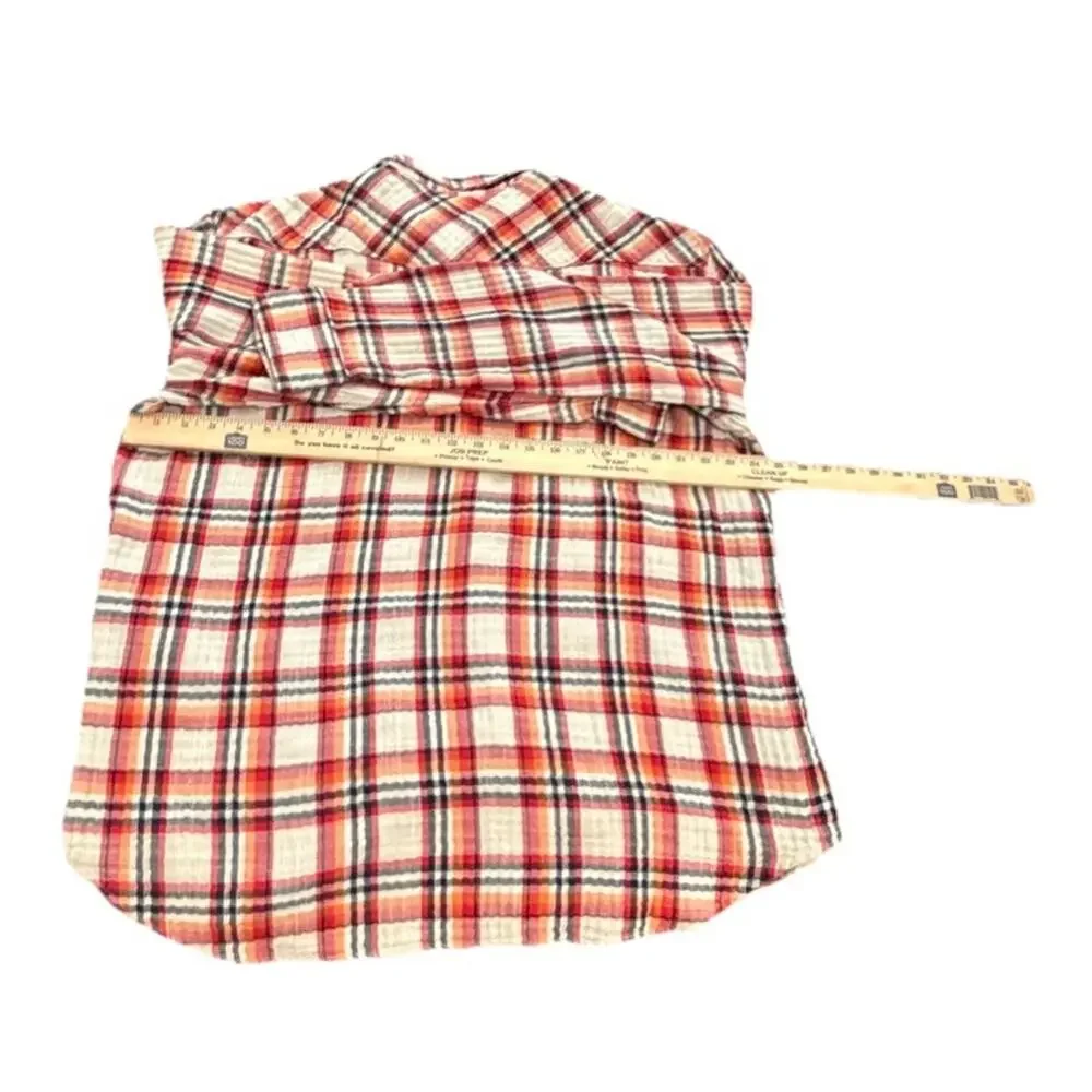 Lucky Brand Mens XXL Plaid Flannel Shirt Orange/Red/Black Button Front